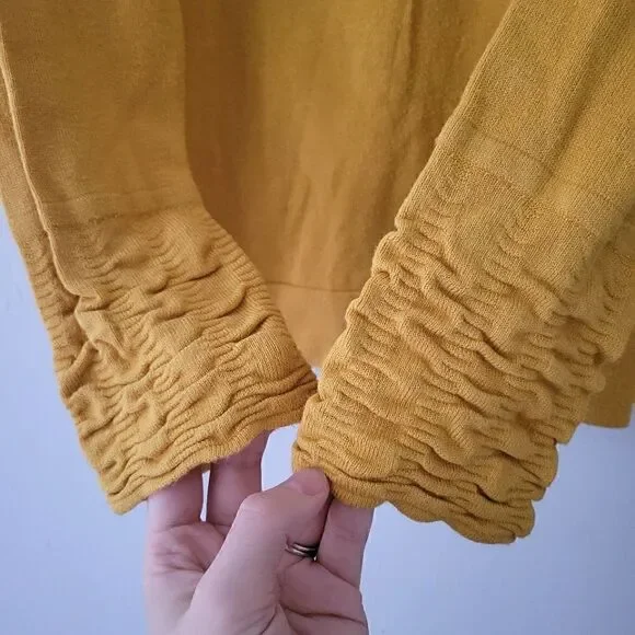 Tribal Mustard Yellow Mock Neck Knit Sweater Large - Picture 3 of 6